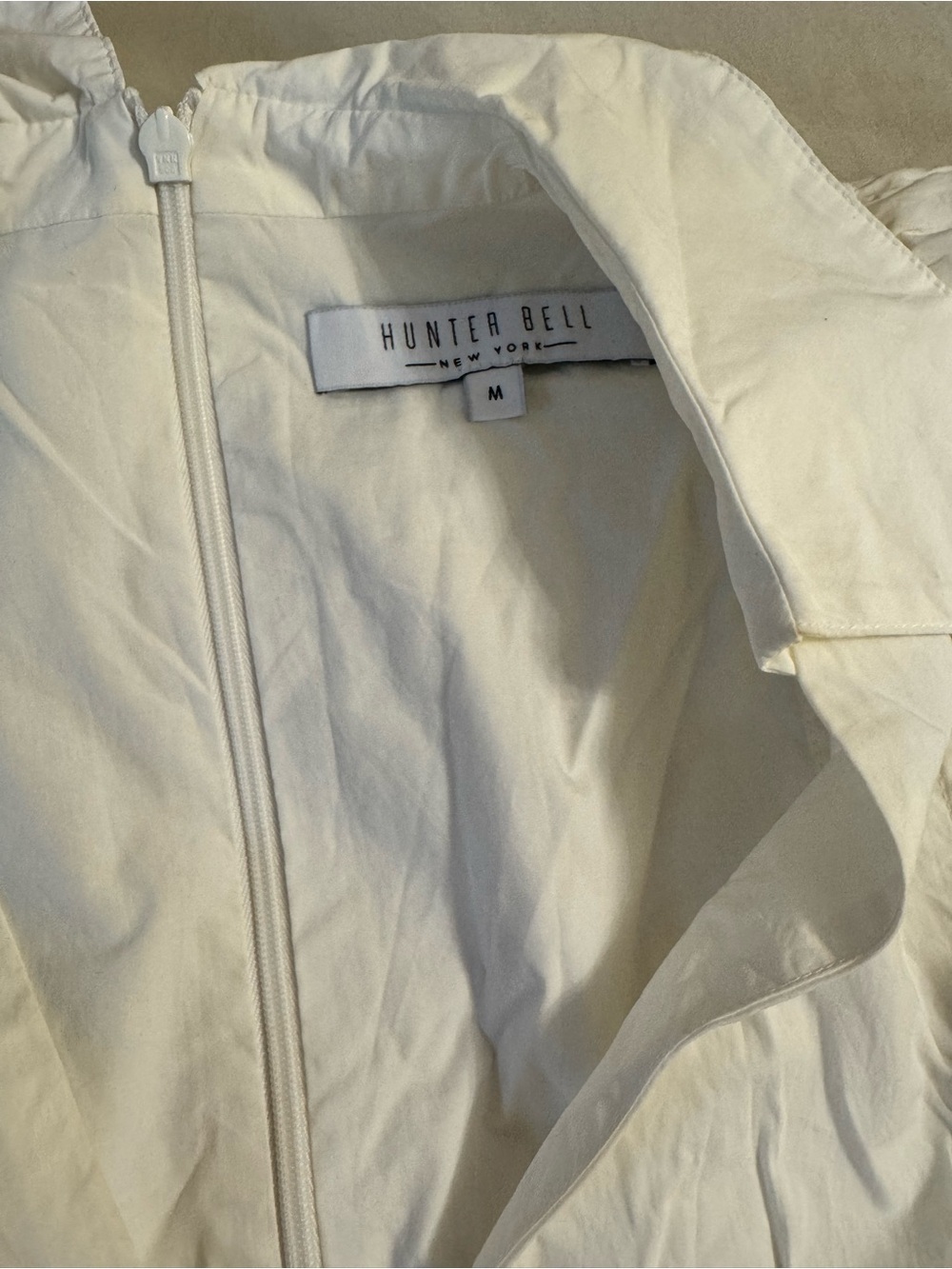 HUNTER BELL White Puff-Sleeve V-Neck Noah Mini Dress - Picture 6 of 8